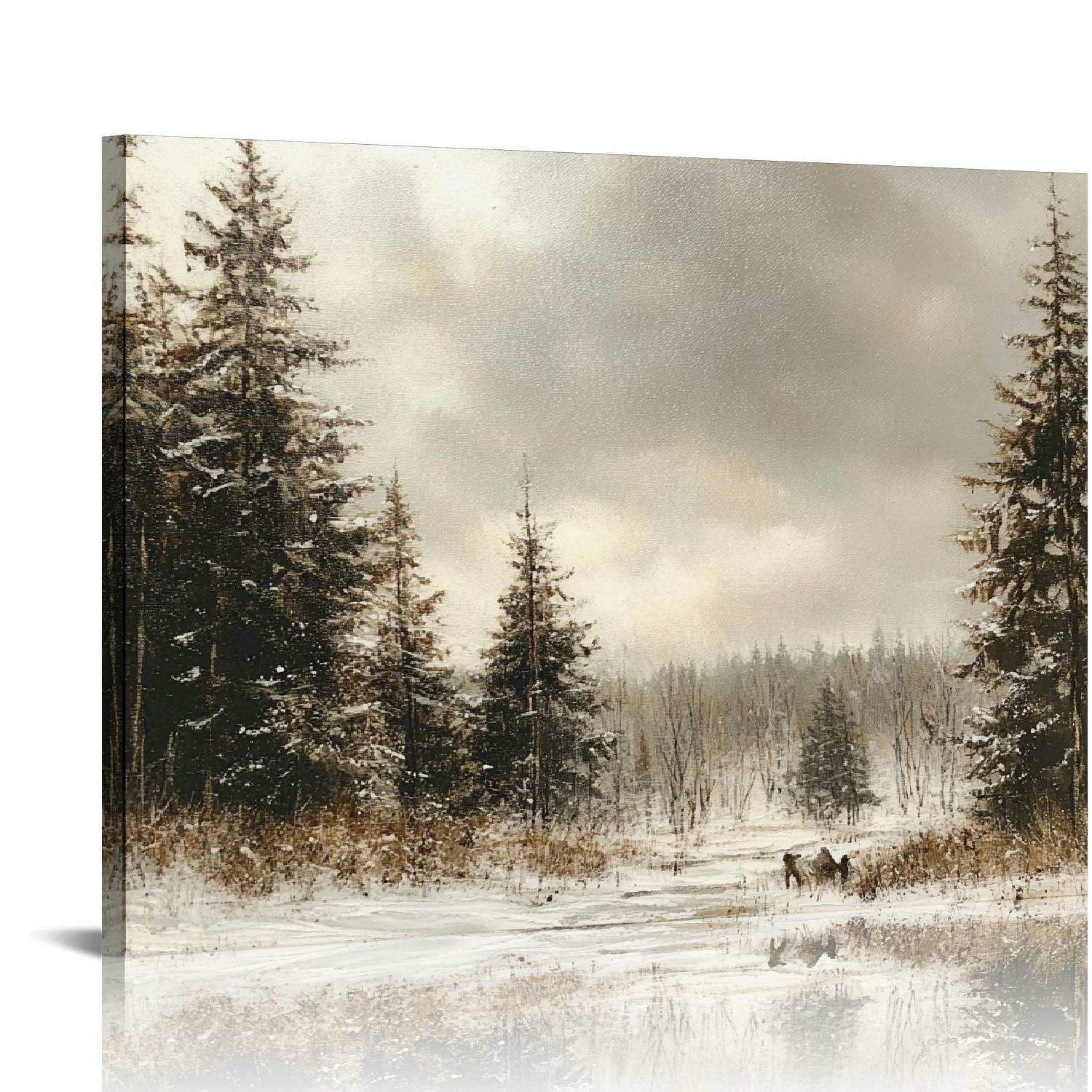ARISTURING Winter Pine Forest Landscape Canvas Wall Art, Rustic ...