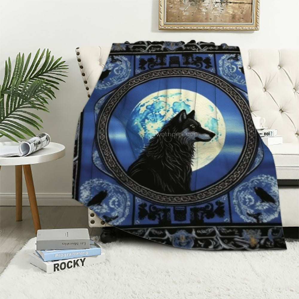 ARISTURING Wolf Blanket for Boys Man Wolf Throw Blanket Soft Warm Flannel Wolf Animals Theme