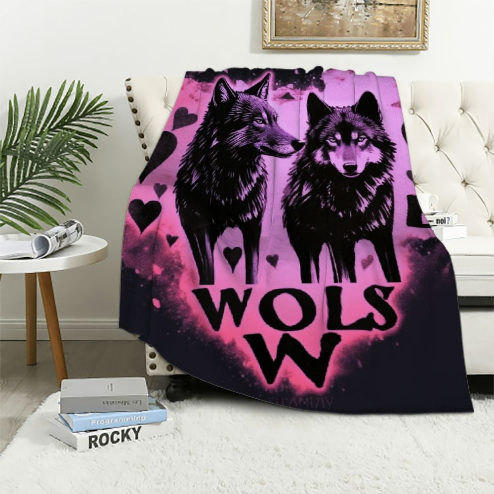 HENGT Wolf Blanket Stuffed Just Girl Who Loves Wolves Plush Gift for