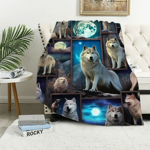 ARISTURING Wolf Blanket,Wolf Gifts for Men Throw Blanket, Wolf Gifts for Women Girls,Wolf Gifts for Wolf Lovers,Soft Warm Cozy Wolf Blanket for Office Home Bedroom Sofa Couch Decor