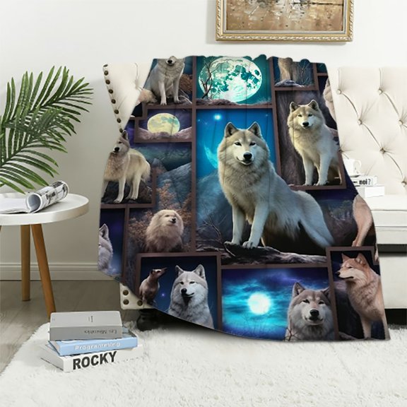 ARISTURING Wolf Blanket,Wolf Gifts for Men Throw Blanket, Wolf Gifts for Women Girls,Wolf Gifts for Wolf Lovers,Soft Warm Cozy Wolf Blanket for Office Home Bedroom Sofa Couch Decor