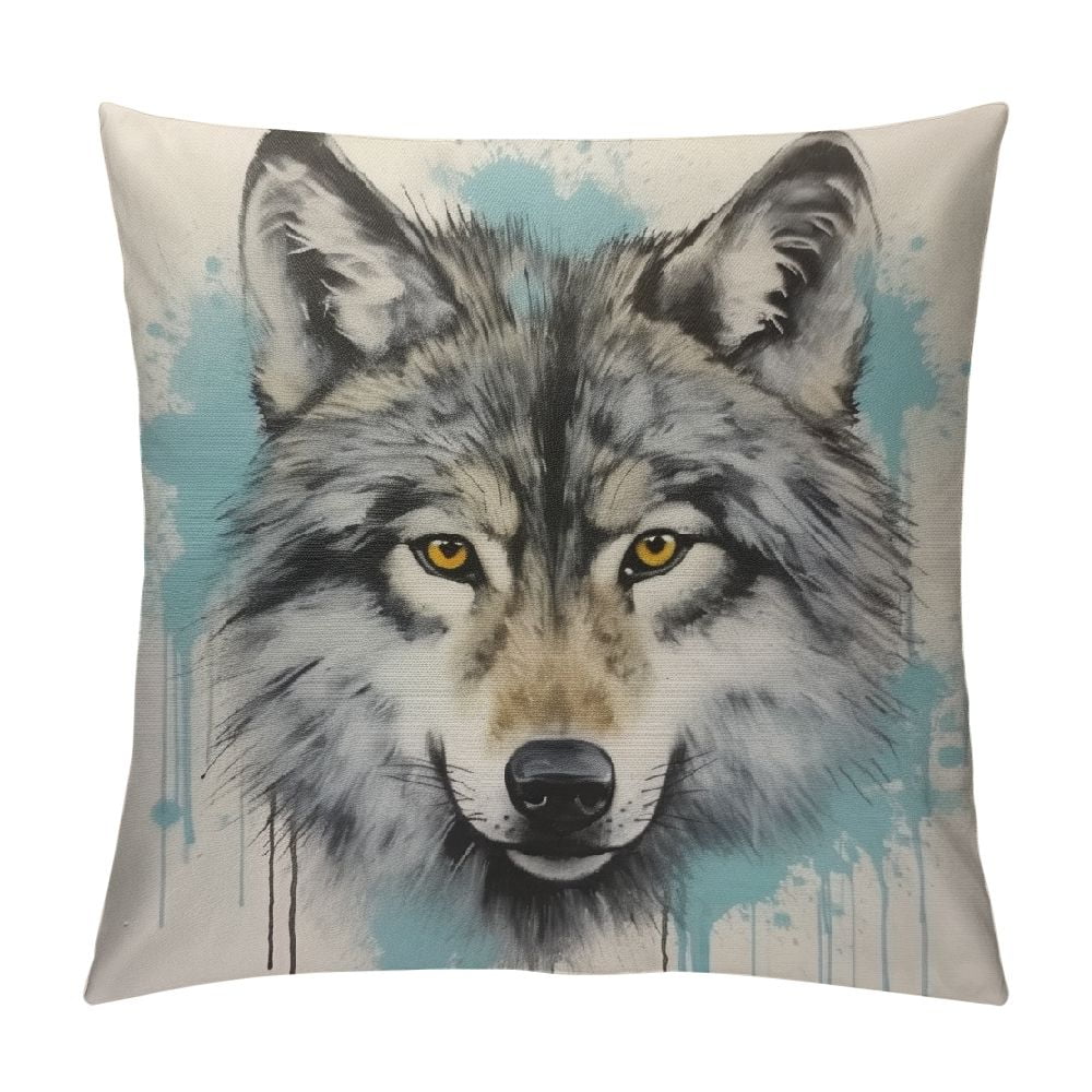 ARISTURING Wolf Decorative Pillow Case Art Wild Animal Grey Wolves Head