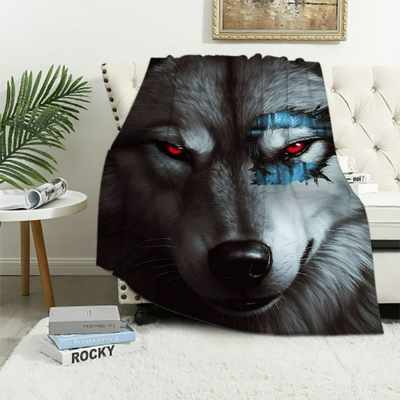 ARISTURING Wolf Throw Blanket Gifts for Adult Women Men Teens,African Wildlife Animal Blankets Soft Fluffy Throw Decorative for Sofa Bed Office Couch, Black White