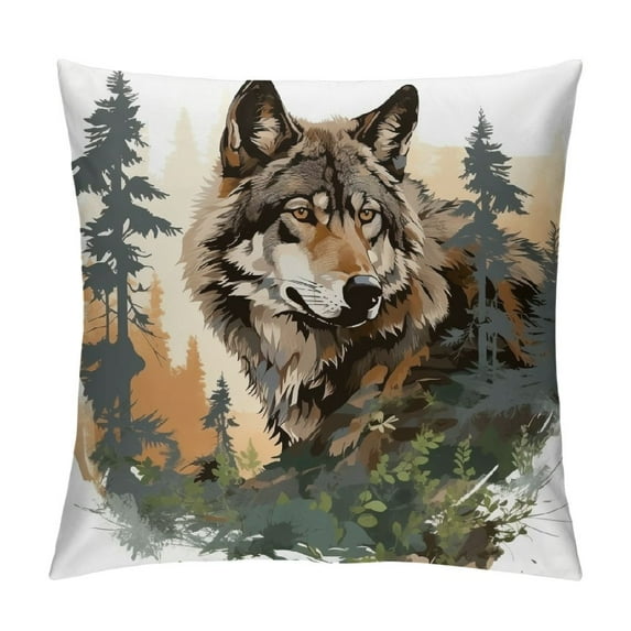 ARISTURING Wolf Throw Pillow Covers Soft Cute Wolf Wild Animals Decorative Throw Pillowcases Room Rustic Cabin Country Pillow Cases Cushion Covers Nature Wildlife Bear Brown Cushion Cases
