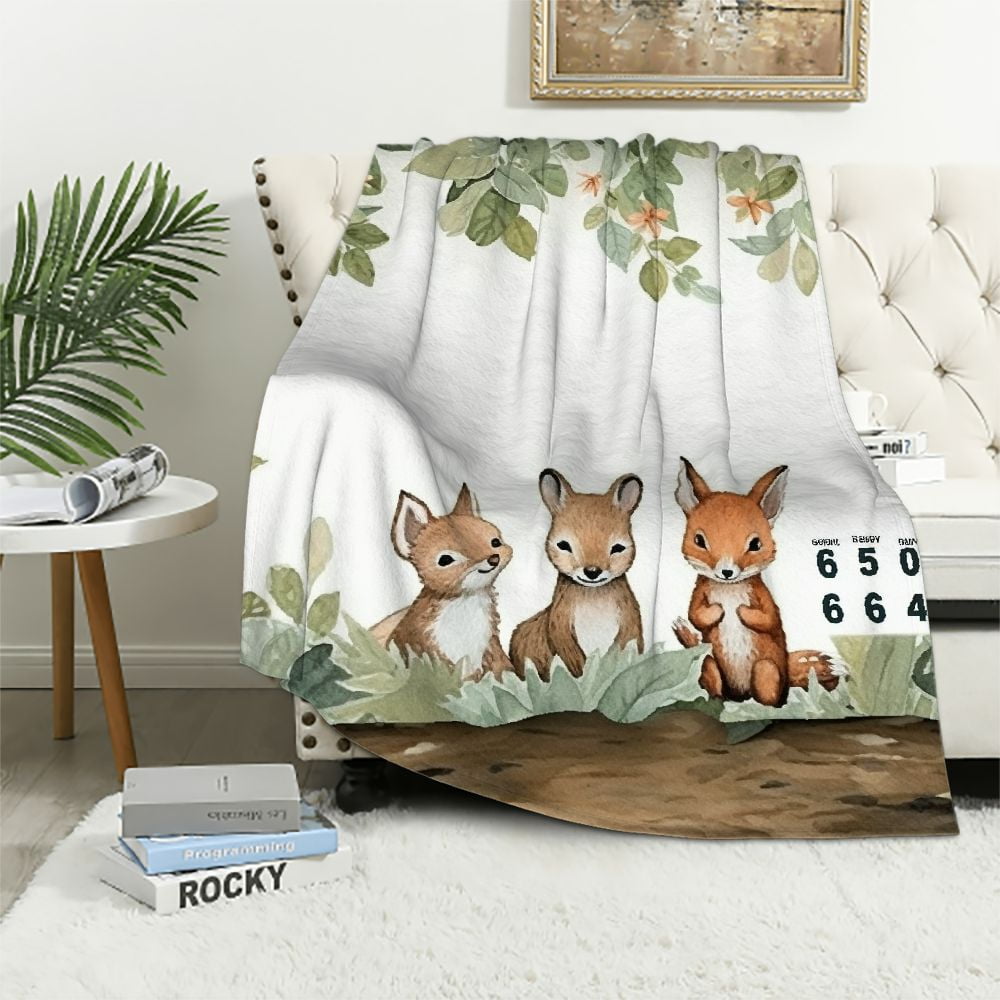 HENGT Woodland Monthly Milestone Blanket, Woodland Animals Growth Chart ...