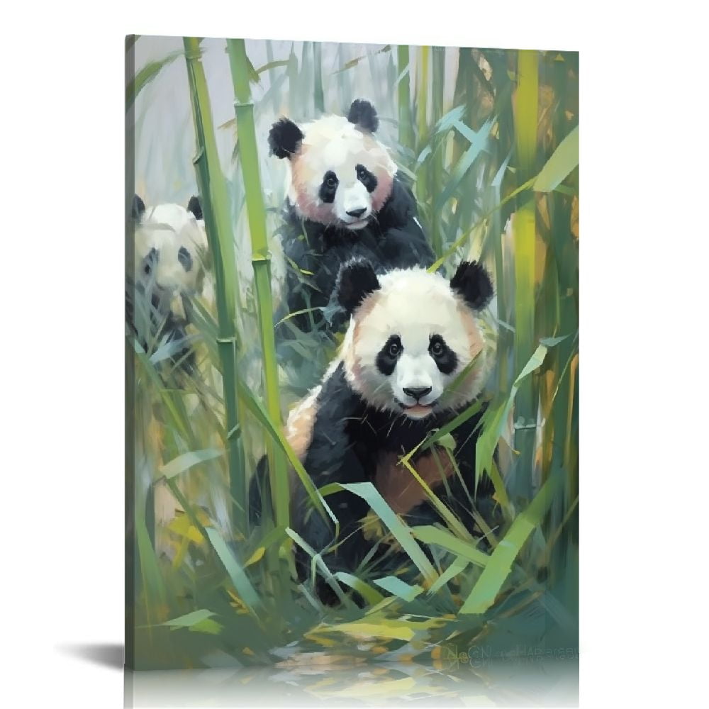ARISTURING style bamboo panda poster canvas wall art painting printing ...