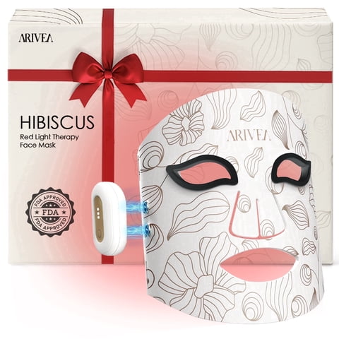 ARIVEA LED Red Light Therapy Face Mask – Wireless Rechargeable Skin Rejuvenation Device for Home, Travel & Facial Care, White
