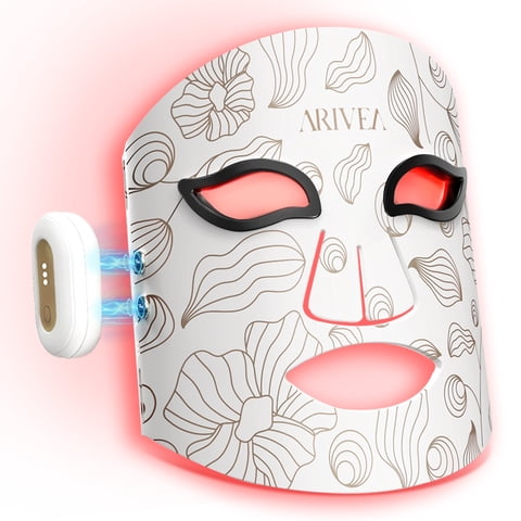 ARIVEA Wireless Red Light Therapy Mask for Face, 272 LED Near Infrared (NIR) LED Skincare Mask, Rechargeable Ergonomic Facial Device for Anti Aging Skincare, Home & Travel