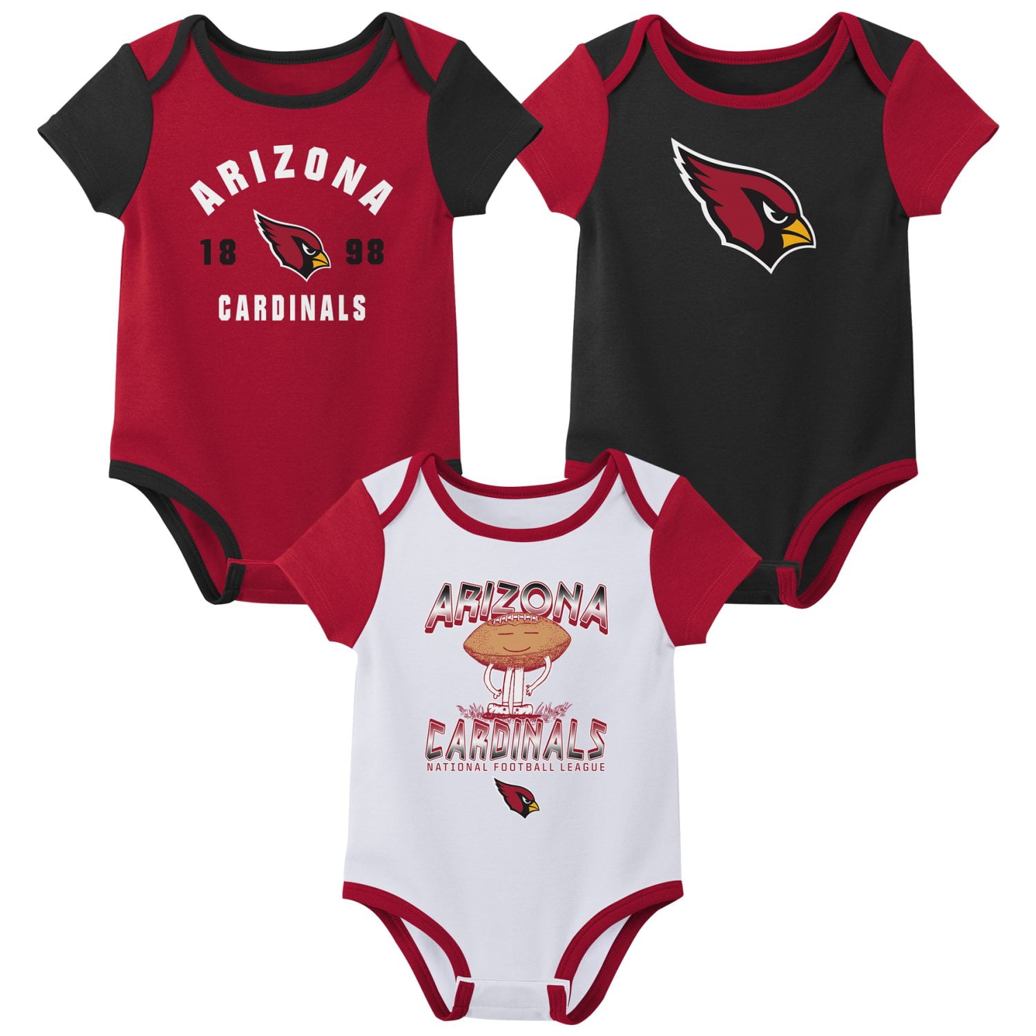 ARIZONA CARDINALS NFL Infant Boys 3 Pack Onesie Game Day Fan Apparel