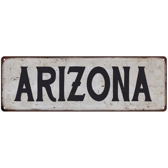 ARIZONA Vintage Look Rustic Metal 6x18 Sign City State 206180041090