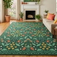 thumbnail image 1 of ARJINCUTE Spring Blooms Vintage Green Area Rugs 9'x12', Non Slip, Low Pile, Soft Touch, Machine Washable, Foldable, 1 of 9