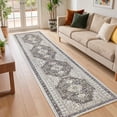 thumbnail image 1 of ARJINCUTE Boho Vintage Distressed Long Runner Rug Brown 2'x10', Soft Machine Washable Foldable Non-Slip Carpet for Hallway Kitchen Entryway Living Room Bedroom, 1 of 9