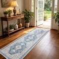 thumbnail image 1 of ARJINCUTE Boho Vintage Distressed Runner Rug Blue 2'x8', Soft Machine Washable Foldable Non-Slip Carpet for Hallway Kitchen Entryway Bedroom Laundry, 1 of 9