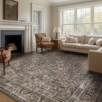 ARJINCUTE Distressed Vintage Low Pile Area Rugs 8'x10', Non-Slips Machine Washable Traditional Farmhouse Floor Carpet, Green