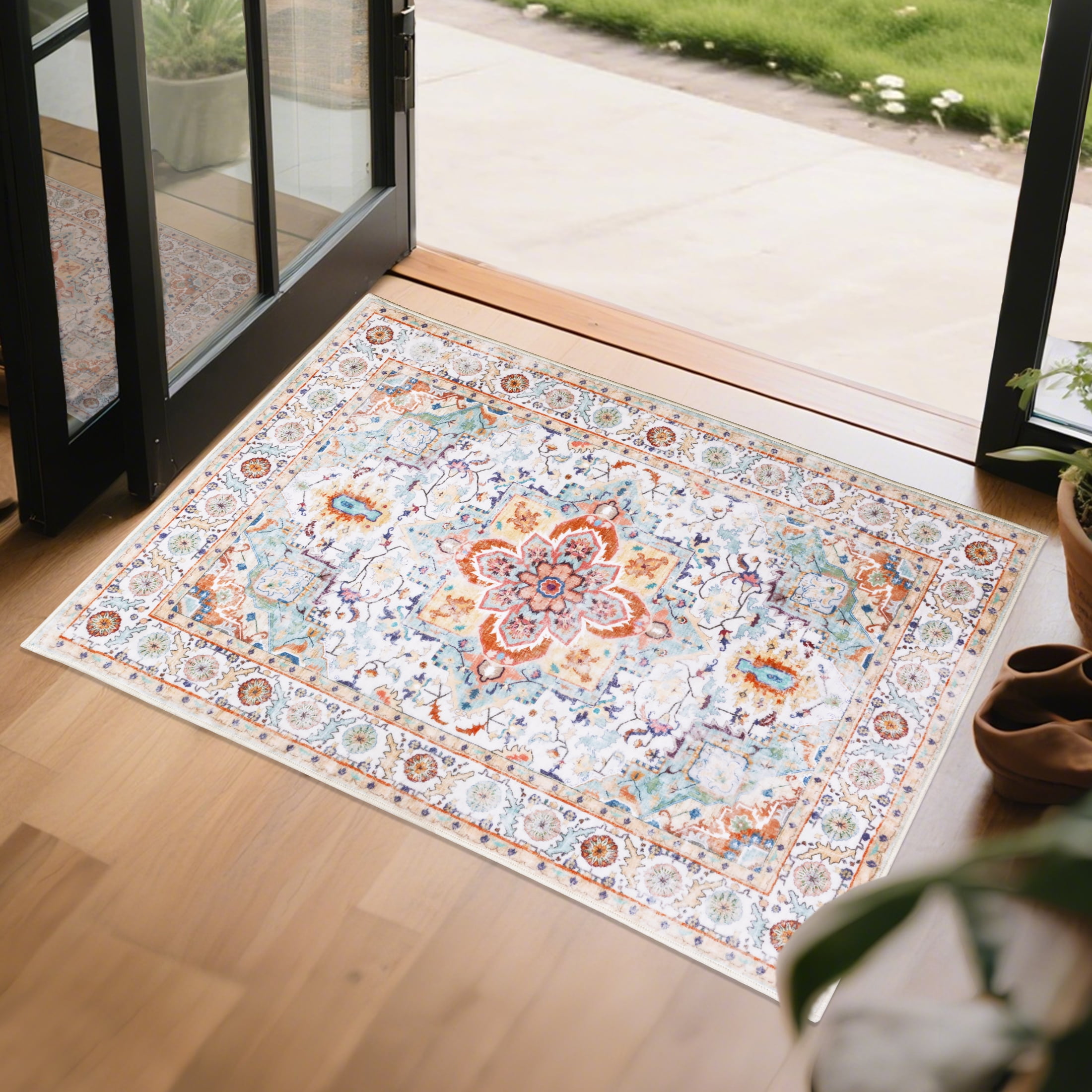 ARJINCUTE High Traffic Boho Area Rugs, 2' x 3', Orange-Red - Walmart.com