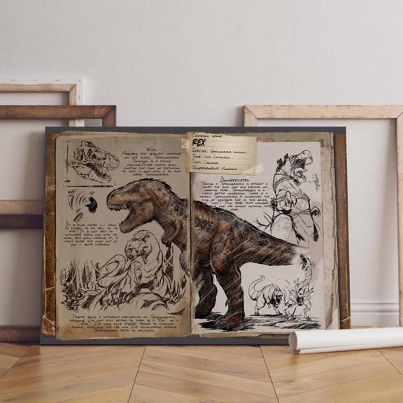 ARK Survival Evolved Dossiers Dinosaurs Game Art Decor V2, Unframed Poster