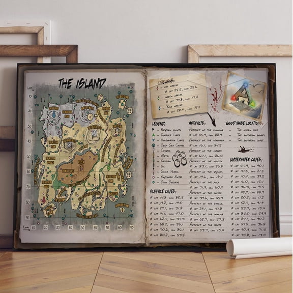 ARK Survival Evolved Map The Island Game Art Decor, Unframed Poster