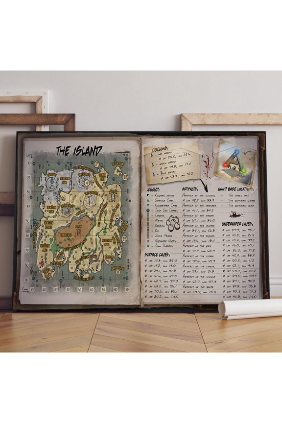 ARK Survival Evolved Map The Island Game Art Decor, Unframed Poster