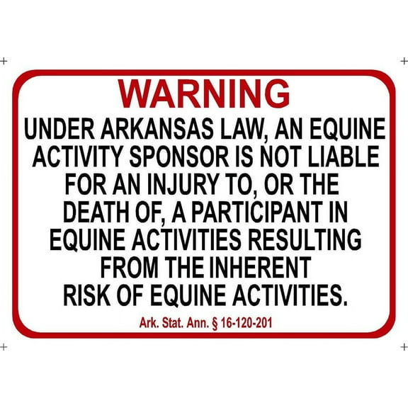 ARKANSAS Equine Metal Sign activity liability warning statute horse farm barn stable Size: 8 x 12 Inch