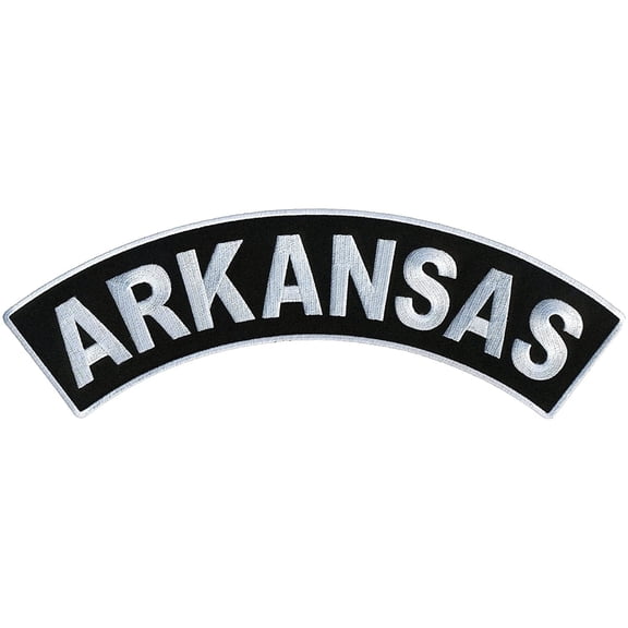 ARKANSAS TOP ROCKER, PATCH - US States Arkansas High Thread Iron-On Heat Sealed Backing Sew-On Large Patch - 12â x 3â