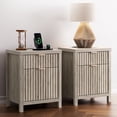 thumbnail image 1 of ARKANTOS Modern Nightstand with Charging Station, Set of 2 Fluted Grooved Bedside Tables, Gray Oak, 1 of 10
