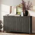 thumbnail image 1 of ARKANTOS 4-Door Sideboard Buffet Cabinet with Adjustable Shelves, Wave-pattern Panel, Charcoal Oak, 1 of 14
