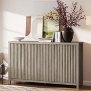 ARKANTOS 4-Door Sideboard Buffet Cabinet with Adjustable Shelves, Wave-pattern Panel, Light Gray
