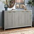 thumbnail image 1 of ARKANTOS 4-Door Sideboard Buffet Cabinet with Adjustable Shelves, Wave-pattern Panel, Mist Oak, 1 of 10