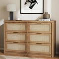 thumbnail image 1 of ARKANTOS 6 Drawer Rattan Dresser, Bohemian Chest of Drawers for Bedroom, Natural Oak, 1 of 8