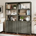 thumbnail image 1 of ARKANTOS Fluted Bookshelf with Doors Adjustable Shelf and Storage Cabinet Charcoal Oak, 1 of 9