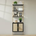 ARKANTOS Ladder Bookshelf 5 Tier Adjustable Shelf Rattan Wall