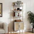 thumbnail image 1 of ARKANTOS Ladder Bookshelf 5 Tier Adjustable Shelf Rattan Cabinet Wall Mounted Shelves Mist Oak, 1 of 8