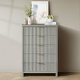 thumbnail image 1 of ARKANTOS Modern 5 Drawer Dresser, Wood Storage Chest of Drawers with Wave Panel, Mist Oak, 1 of 6
