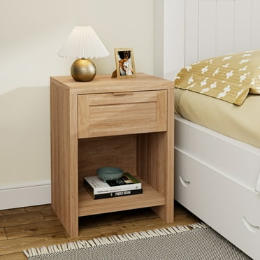 ARKANTOS Nightstand with Drawers Farmhouse Bedside Table for Bedroom Natural Oak
