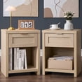 thumbnail image 1 of ARKANTO Nightstands Set of 2, Farmhouse Night Stand Bedside Table with Drawer and Storage Shelf, Wood Side End Table for Bedroom, Living Room, Light Oak, 1 of 9