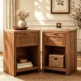 thumbnail image 1 of ARKANTOS Large Nightstand Set of 2, Farmhouse Style Bedside Tables, for Bedroom and Living Room, Drawers Classic Walnut, 1 of 12