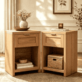 thumbnail image 1 of ARKANTOS Large Nightstand Set of 2, Farmhouse Style Bedside Tables, for Bedroom and Living Room, Natural Oak, 1 of 13