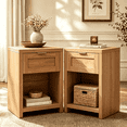 thumbnail image 1 of ARKANTOS Large Nightstand Set of 2, Farmhouse Style Bedside Tables, for Bedroom and Living Room, Natural Oak, 1 of 13