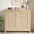 thumbnail image 1 of ARKANTOS Sideboard Buffet Cabinet with Large Storage, Boho Rattan Coffee Bar Cabinets with Adjustable Shelves, Buffet Console Table for Kitchen Living Room Hallway, Light Natural Oak, 1 of 9