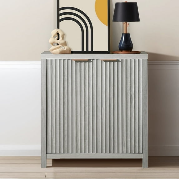 ARKANTOS Sideboard Buffet Cabinet with Fluted Panel Doors and Shelves, Mist Oak