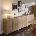 thumbnail image 1 of ARKANTOS Sideboard Buffet Cabinet with Large Storage, Boho Rattan Coffee Bar Storage Cabinet with Adjustable Shelves, Farmhouse Console Cabinets for Kitchen, Light Natural Oak, 3 PCS, 1 of 10
