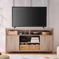 thumbnail image 1 of ARKANTOS Tall TV Stand for TVs up to 65", Wave Pattern Media Console with Storage, Light Gray Oak, 1 of 11