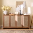 thumbnail image 1 of ARKANTOS Sideboard Buffet Cabinet, Rattan Cabinet with Adjustable Shelves, Boho Buffet Table Console Cabinets with 4 Doors, Farmhouse Cabinet for Entryway Living Room, Natural Oak, 1 of 14