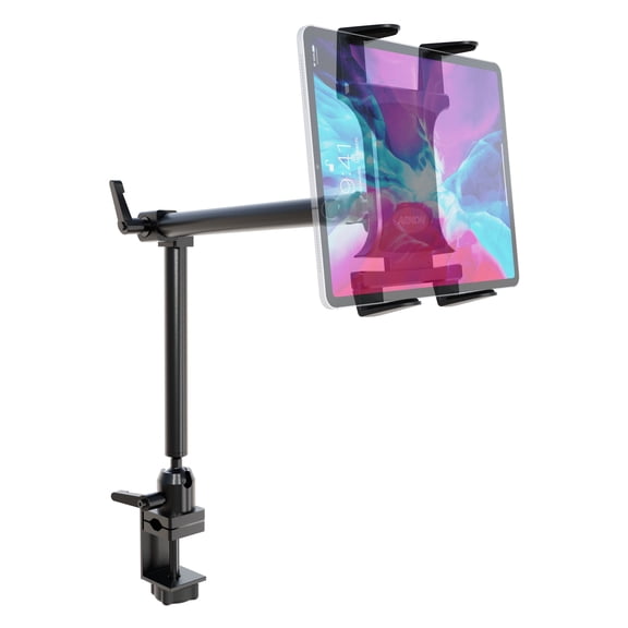 Slim-Grip Tablet Holder with Heavy-Duty Desk or Wheelchair Clamp Mount and 22" Arm