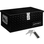 ARKSEN 20 Aluminum Diamond Plate Tool Box Chest Box Pick Up Truck Bed RV Trailer Toolbox Storage With Side Handle And Lock Keys, Black