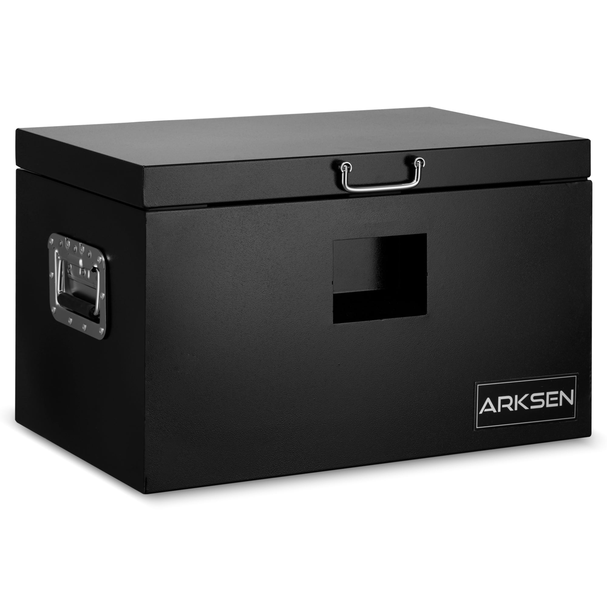 ARKSEN 24 x 15 x 15 Inch Steel Truck Bed Tool Box, Heavy Duty Weather-Resistant Utility Storage Chest for Pickup Trucks, Trailers & RVs, Black