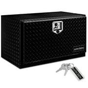 ARKSEN 30 Aluminum Truck Underbody Diamond Plate ToolBox w/ T-Handle Latch Durable Pickup Trailer Storage Organizer Tool Box Key Lock, Black