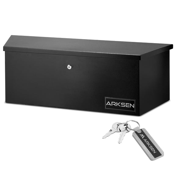 ARKSEN 35 x 12 x 11.8 Inch Steel Trailer Tongue Tool Box, Heavy Duty Waterproof Metal Storage Chest with Lock for  RV Trailers, ATVs & Utility Trailers, Black