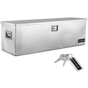 ARKSEN 49" Aluminum Diamond Plate Tool Box Pick Up Truck Bed Storage Chest Box RV Trailer Organizer Lock W/Key, Silver