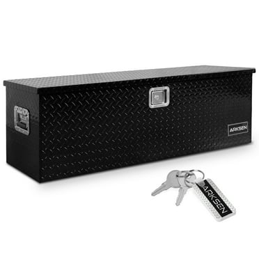 ARKSEN 49 Inch Aluminum Utility Tool Box Diamond Plate Chest Box Truck Bed Trailer Storage Organizer, Black